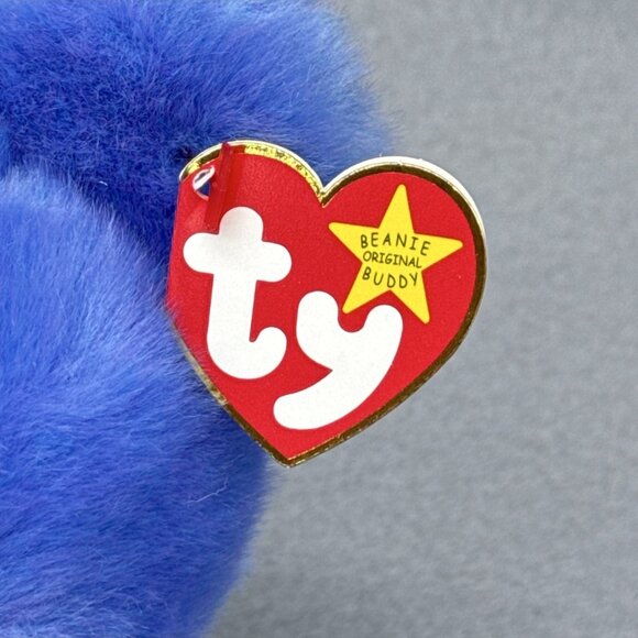 Clubby II Teddy Bear Blue Purple 1999 13" Vtg TY Beanie Buddy Plush Stuffed Toy - Picture 7 of 12